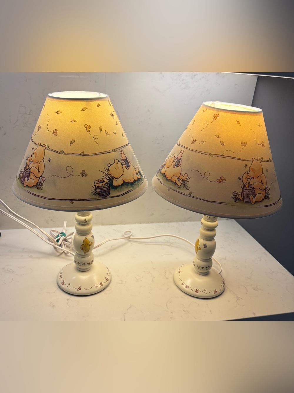 Disney WINNIE THE POOH Matching Table Lamps Pair Nursery Bedroom Vintage Y2K - Picture 2 of 6